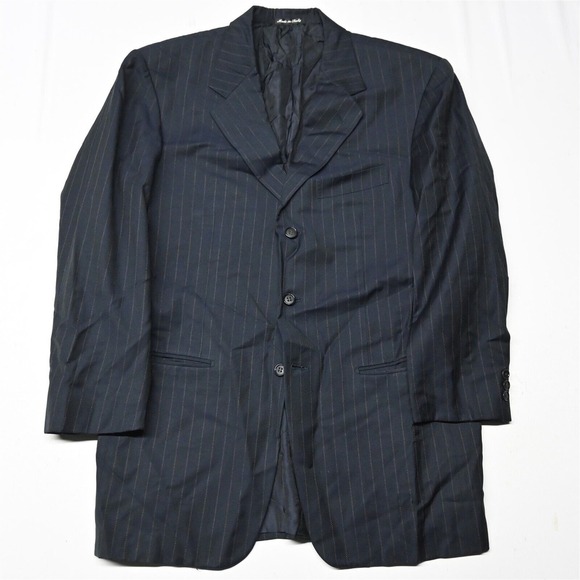 Vtg Pal Zileri 40R Navy Blue Stripe Italy‎ Made 100% Wool Mens Blazer Sport Coat